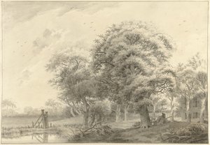 Landscape with a Neoclassical Style Country House in the Background by Daniël Kerkhoff
