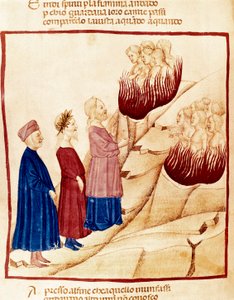 Purgatory: Dante and Virgil, miniature by Dante Alighieri
