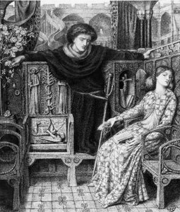 Hamlet and Ophelia (1858) by Dante Gabriel Charles Rossetti