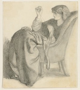 Lachesis: Study of Jane Morris Seated in a Chair Sewing