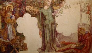 Sir Lancelot prevented, by his sin, from entering the Chapel of the Holy Grail