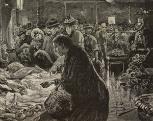 Christmas market in Rome, Italy (engraving)