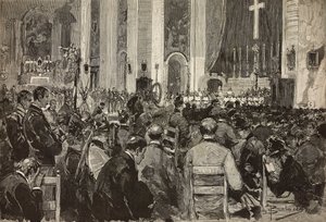 Obsequies for dead in Dogali in church of Sant Andrea della Valle, Rome (engraving) by Dante Paolocci
