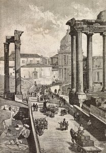 Passage through Forum, Rome, Italy, engraving from drawing by Dante Paolocci by Dante Paolocci