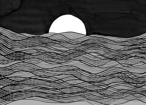 Moon Over Wavy Sea by Danushka Abeygoda