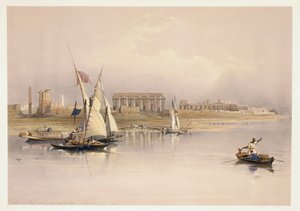Ruins of Luxor from River Nile, engraving based on drawing by David Roberts by David (after) Roberts