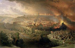 The Destruction of Jerusalem in 70 AD (engraved by Louis Haghe) by David (after) Roberts