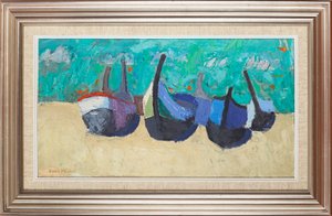 Boats at Nazare by David Alan Redpath Michie