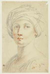 Portrait Bust of Young Woman in Turban by David Allan