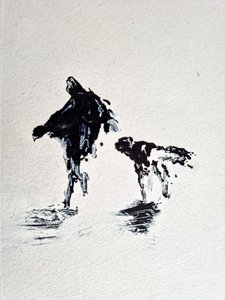 Monochrome Dog Walk