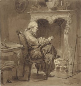 Old Man Warming Himself by the Hearth