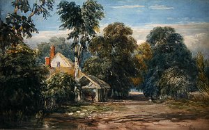 A Cottage and Byre at the Edge of a Wood