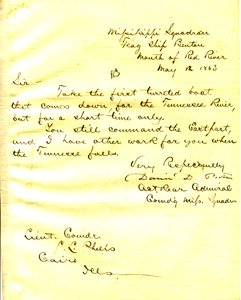 Letter from David D. Porter, U.S.S. Benton, mouth of Red River, to Seth Ledyard Phelps, Cairo, Illinois, May 12, 1863 by David D. Porter