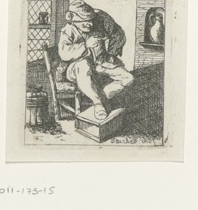 Man Smoking a Pipe on a Chair by David Deuchar