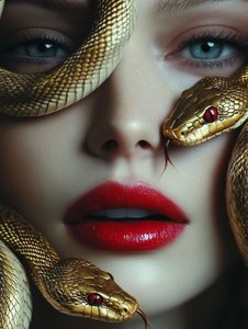 Golden Snakes Red Lips by David Drake