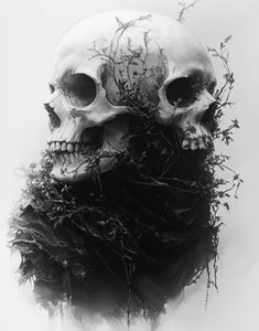 Gothic Skulls And Vines by David Drake