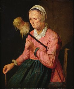 Woman with Spinning Wheel by David III Ryckaert