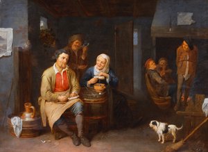 The Interior of an Inn with Peasants Smoking, 1647 by David III Ryckaert