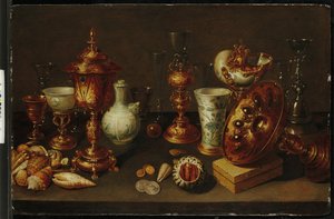 Still Life with Shells, with Nautilus, Vases, Glasses and Coral Branches