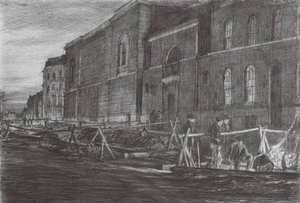 London: Dawn Newgate Prison by David Muirhead (after) Bone