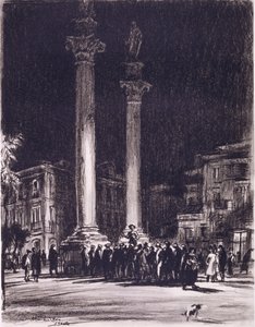 A Cheapjack Between the Roman Columns of the Almeda de Hercules, Seville by David Muirhead Bone