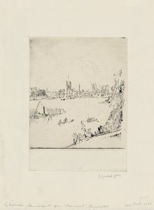 Hammersmith from Thamescote, Chiswick Mall by David Muirhead Bone