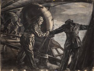 Study for Winter Mine-Laying off Iceland, c.1942 by David Muirhead Bone