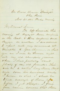 Letter from D. P. Grier, on board Steamer Starlight, Ohio River, to Anna McKinney, November 21, 1862 by David Perkins Grier