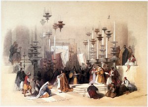 In the Holy Land: Jerusalem, Church of the Holy Sepulchre, Stone of Unction by David Roberts