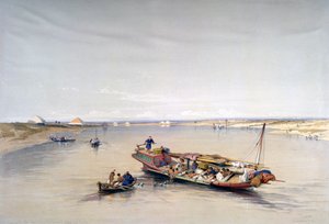 The Nile Looking Towards the Pyramids of Dahshur and Saqqarah by David Roberts