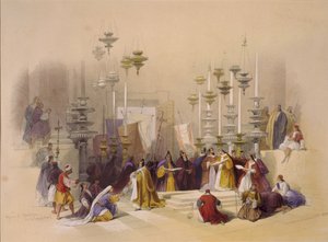 The Stone of Unction at the Holy Sepulchre, Jerusalem by David Roberts