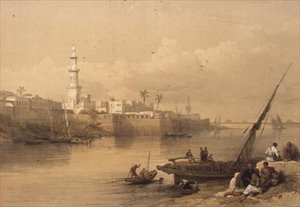 View on the Nile, ferry to Giza, from 
