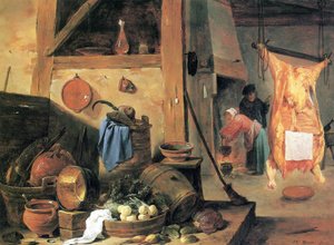 Kitchen Interior with Still-life and Slaughtered Ox