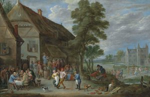 Peasants Dancing Outside an Inn at Perck, with the Kasteel de Drij Toren Beyond