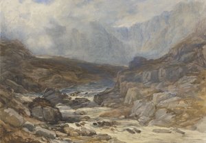 Welsh Mountain Scene with Torrential River