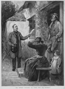 Canvassing for votes during the 1892 British General Election campaign by Davidson Knowles