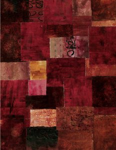 Crimson Patchwork Abstract