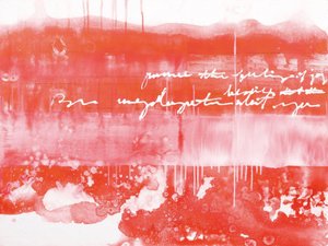 Vibrant Red Abstract Script by Deb Chaney