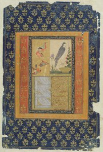 Bird Study and Calligraphy, Golconda, Andhra Pradesh, 1570