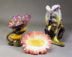 Convolvulus-shaped Vase, Daisy-shaped Cachepot and Iris-shaped Vase