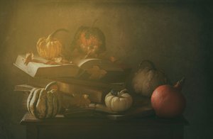 Autumn Books And Pumpkins by Delphine Devos