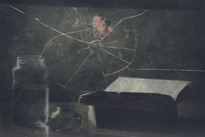 Cracked Glass and Old Book by Delphine Devos