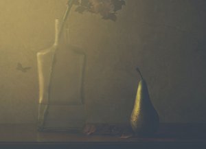 Moody Pear Still Life by Delphine Devos