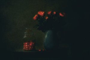 Moody Red Blooms by Delphine Devos