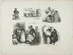 Sheet of Sketches by Denis Auguste Marie Raffet
