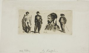 Sheet of Sketches by Denis Auguste Marie Raffet