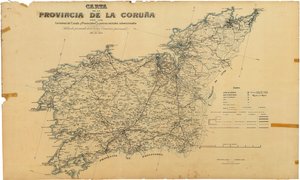 Map of the Province of Coruña with State and Provincial Roads and Subsidized Local Roads. Published by Agreement of the Provincial Commission by Deputación da Coruña
