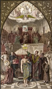 Saint Remigius baptizes Clovis in Reims - engraving after the painting by Desire Francois Laugee by Desire Francois Laugee