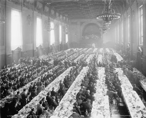 Banquet in Alumni Hall, Yale College, Connecticut, c.1900-06