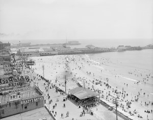 Beach and Boardwalk, Atlantic City, 1900-10